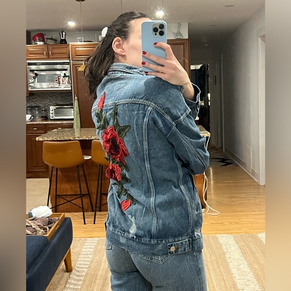 Rose Embroidered Denim Jacket - Picture 2 of 5
